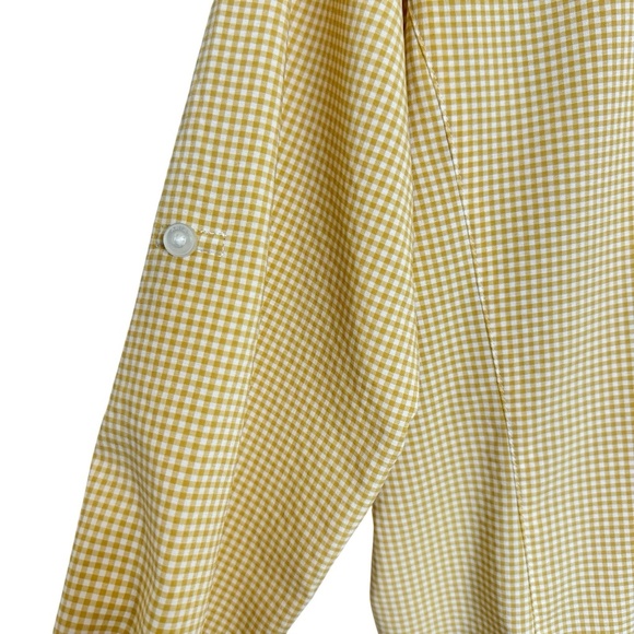 Ariat TEK Button-Up Shirt - Women’s XL -Yellow Gingham Check Vented Back Western - Picture 6 of 16